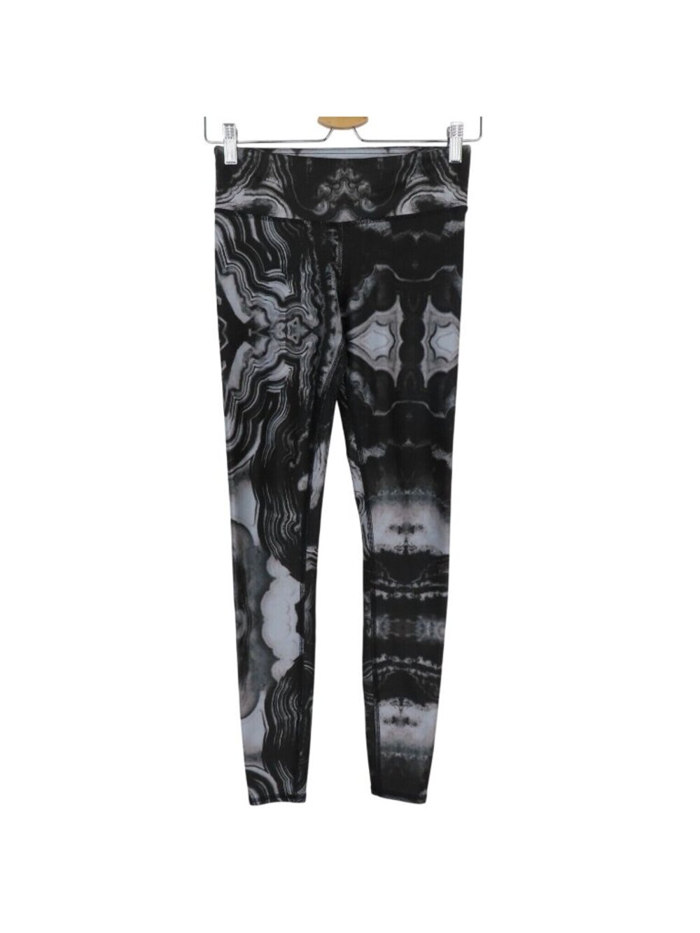 ALO Womens Small Black Gray Marble Swirl Kaleidoscope Leggings Athletic 3158